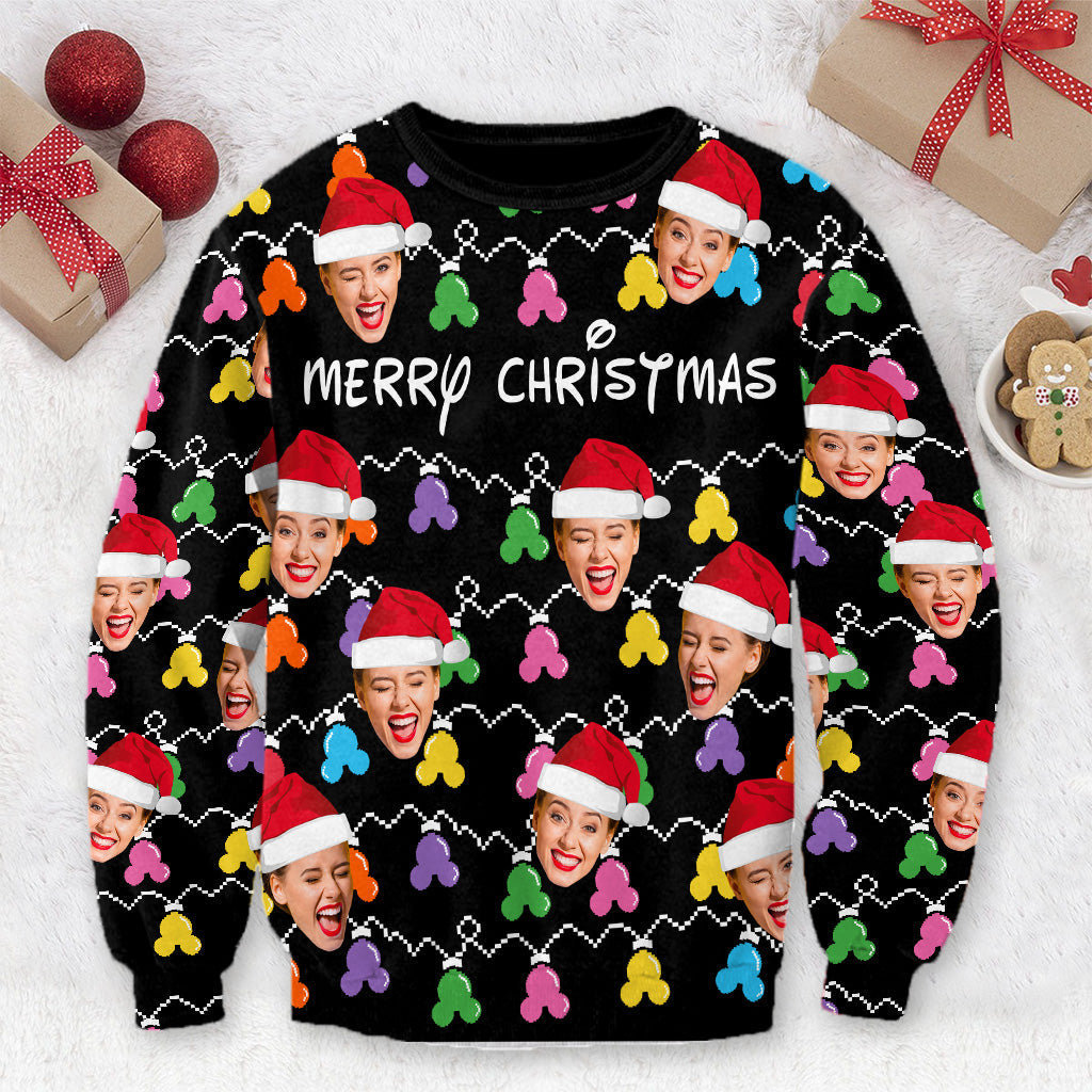 Personalized Merry Christmas Mouse Ear Ugly Sweater Gift