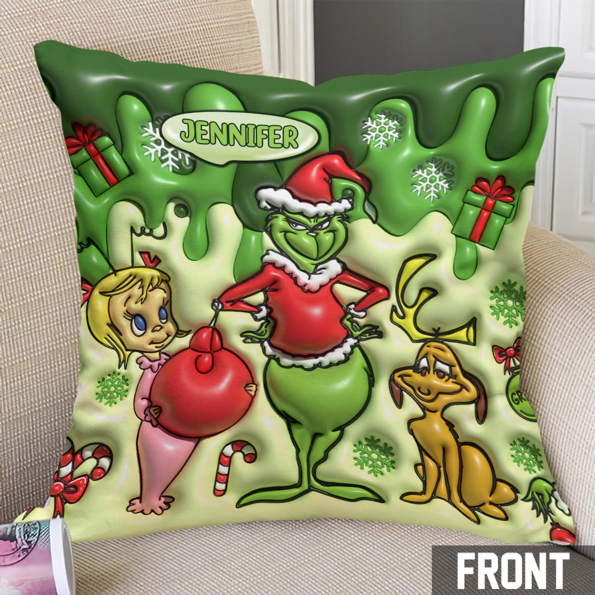 Personalized Merry Christmas Throw Pillow Custom Gift for Kids