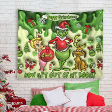 Load image into Gallery viewer, Personalized Grinchmas Wall Tapestry Custom Name Christmas Decor

