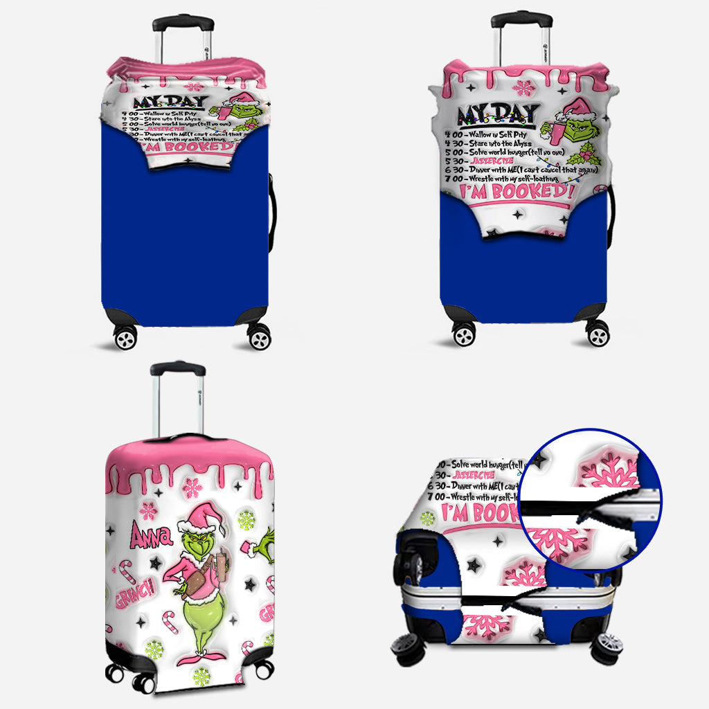 Personalized Christmas Luggage Cover Custom Name Grinch Design