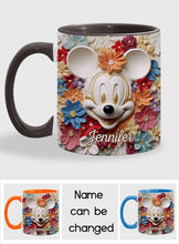 Load image into Gallery viewer, Personalized Floral Mouse Accent Mug Custom Name Gift for Mom
