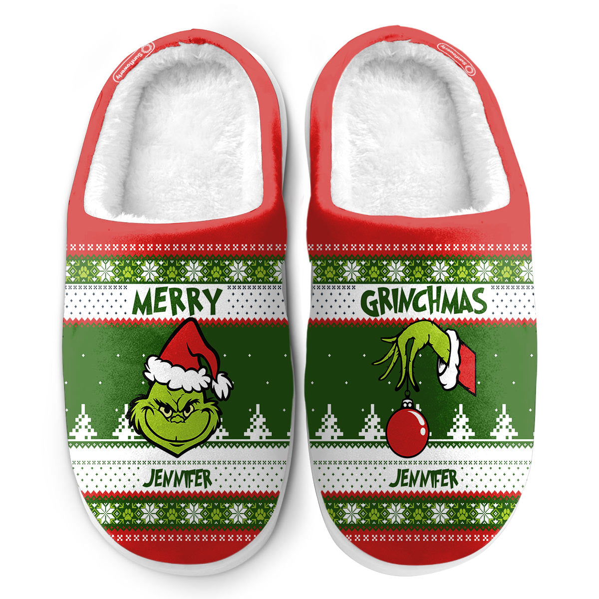 Personalized Merry Grinchmas Slippers Gift for Christmas