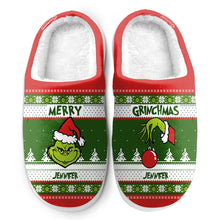 Load image into Gallery viewer, Personalized Merry Grinchmas Slippers Gift for Christmas
