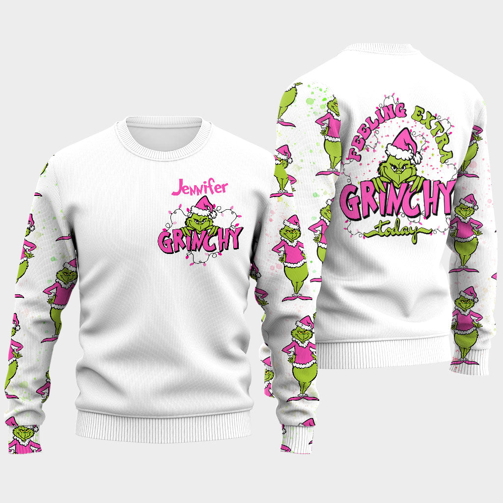 Personalized Grinchy Holiday Ugly Sweater Gift for Women