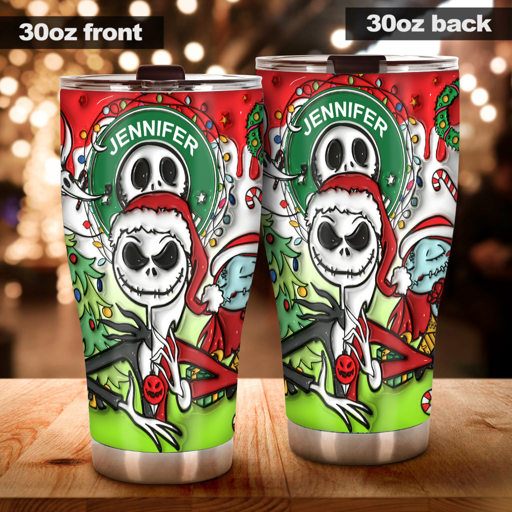 Personalized Nightmare Tumbler Custom Name Stainless Steel Gift for Halloween Christmas