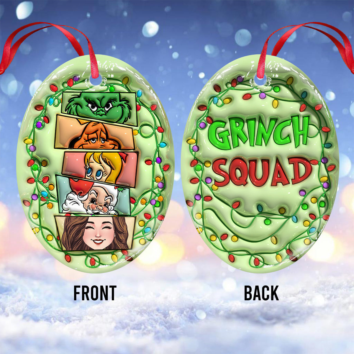 Personalized Grinch Squad Ceramic Ornament Holiday Gift