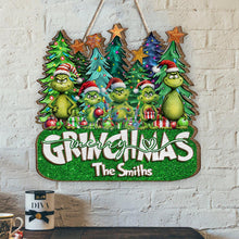 Load image into Gallery viewer, Personalized Merry Grinchmas 2 Layered Wood Sign for Christmas
