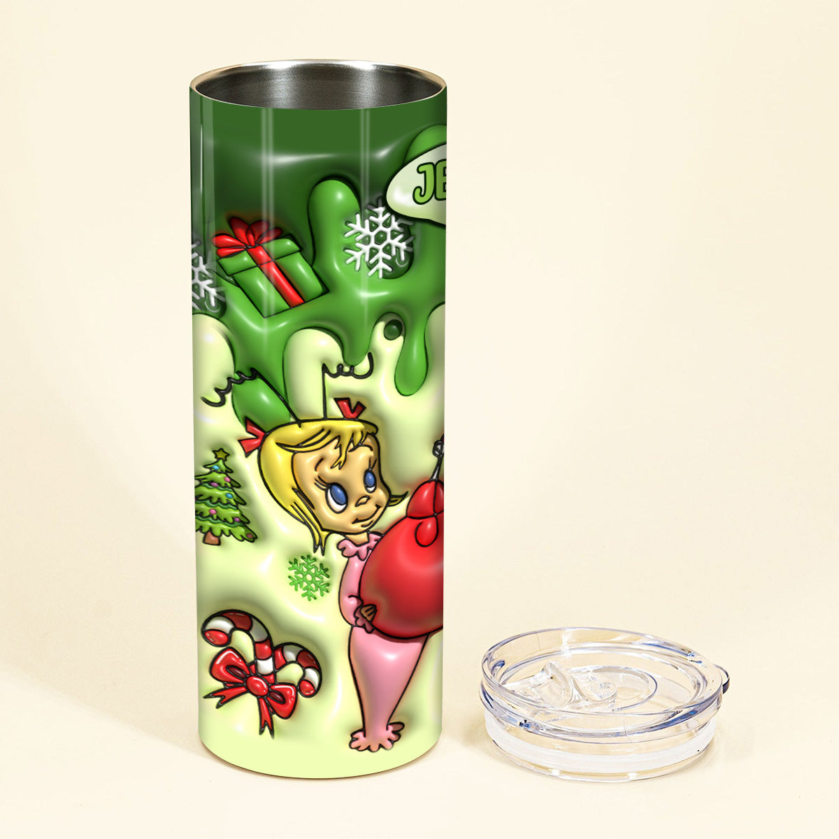 Personalized Grinchmas Skinny Tumbler Custom Name Gift for Christmas