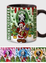 Load image into Gallery viewer, Personalized Christmas Mouse Accent Mug Custom Name Gift

