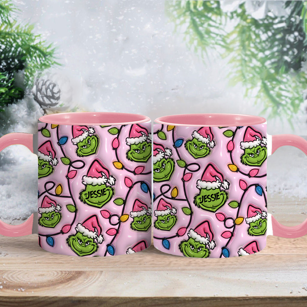 Personalized Christmas Accent Mug with Grinch Design for Kids