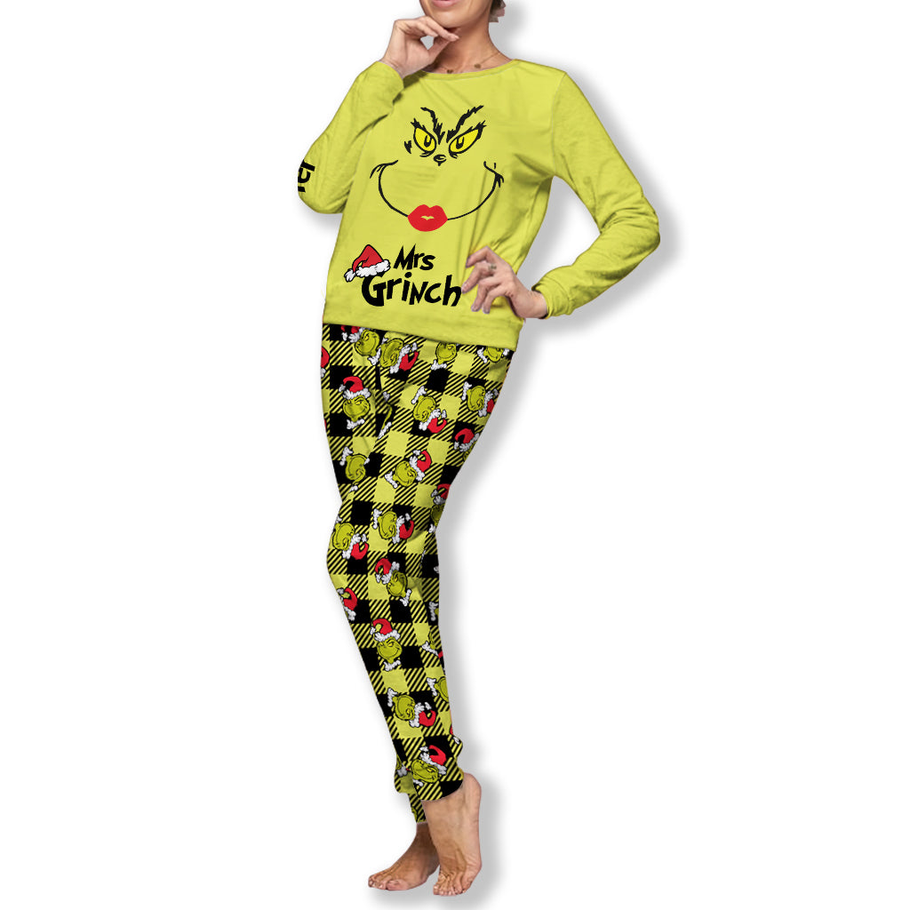 Personalized Grinch Couple Pajamas Set for Christmas | Custom Name