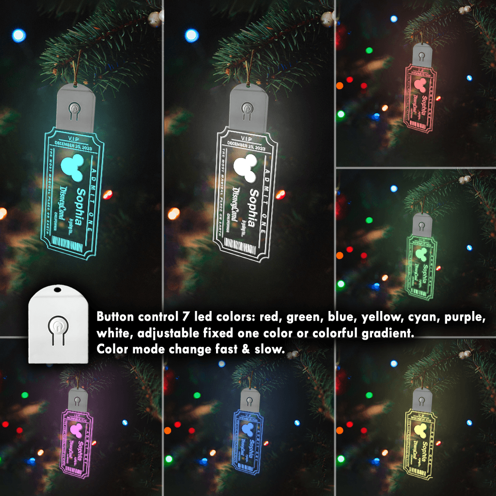 Personalized LED Acrylic Christmas Ornament with Mouse Design
