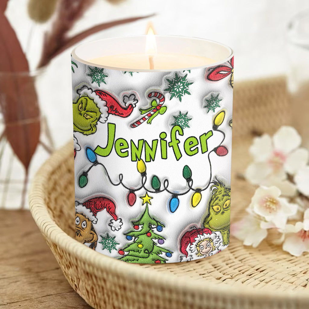 Personalized Christmas Candle with Wooden Lid Custom Name Gift