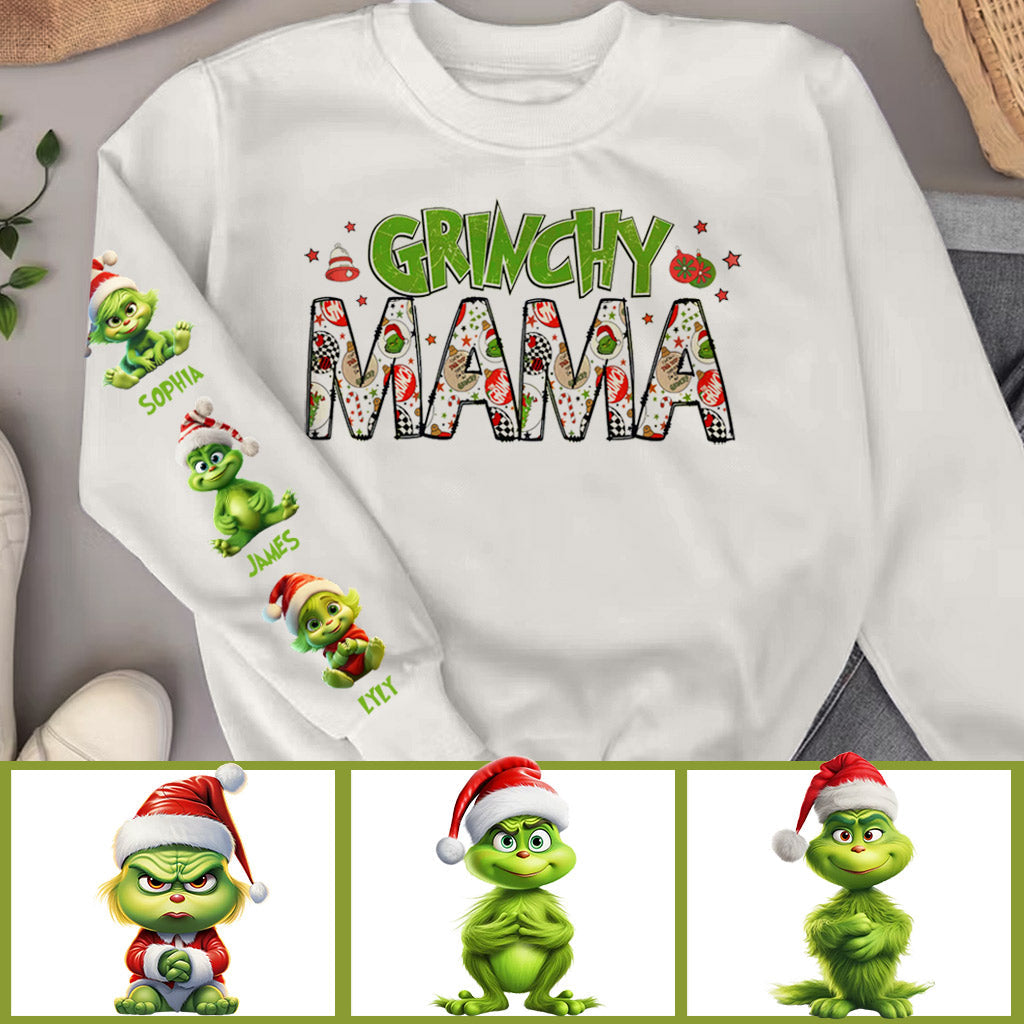 Personalized Grinch Mama All Over Shirt for Christmas Gift
