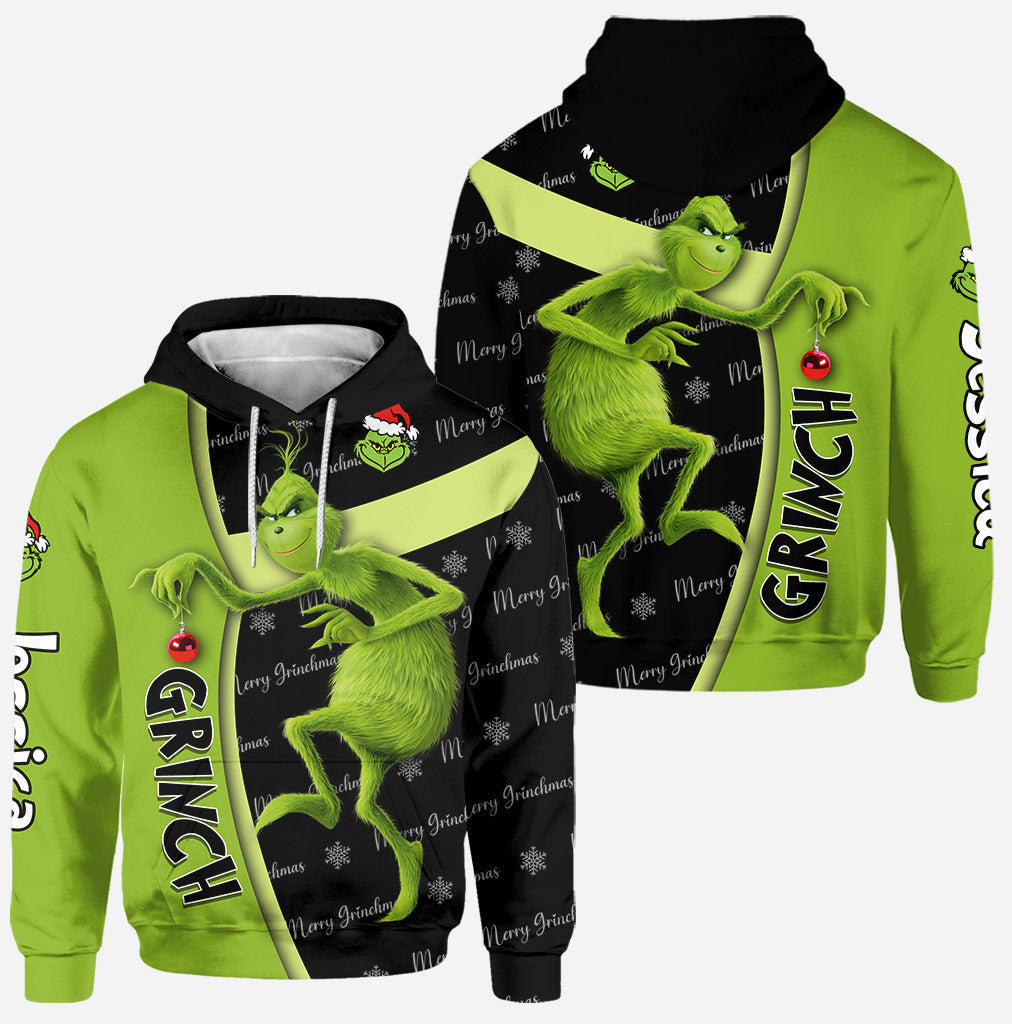 Personalized Grinch Hoodie and Leggings Custom Name Gift for Christmas