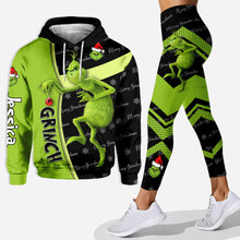 Load image into Gallery viewer, Personalized Grinch Hoodie and Leggings Custom Name Gift for Christmas
