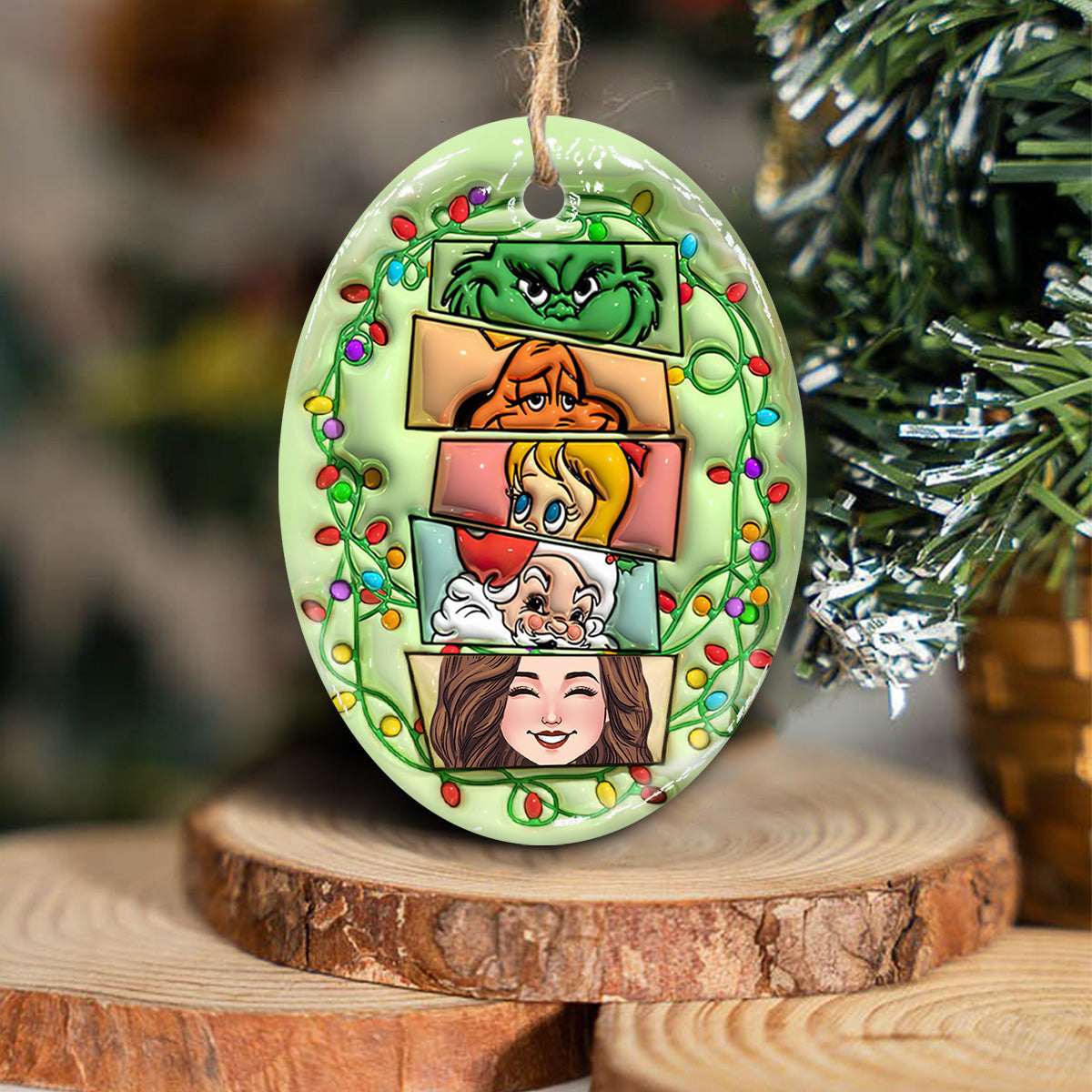 Personalized Grinch Squad Ceramic Ornament Holiday Gift