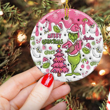 Load image into Gallery viewer, Personalized Merry Grinchmas Ceramic Ornament Gift for Christmas
