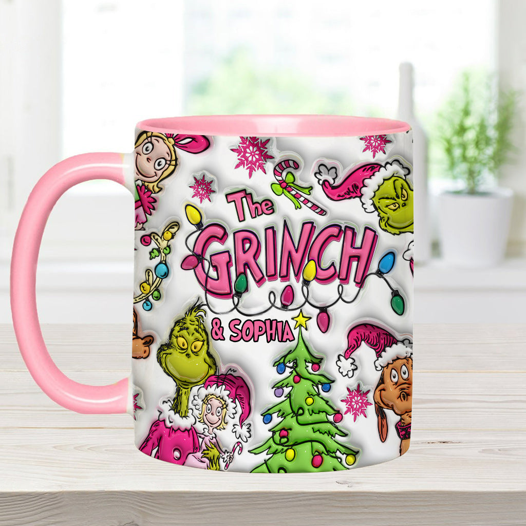 Personalized Grinch Accent Mug Custom Name Christmas Gift
