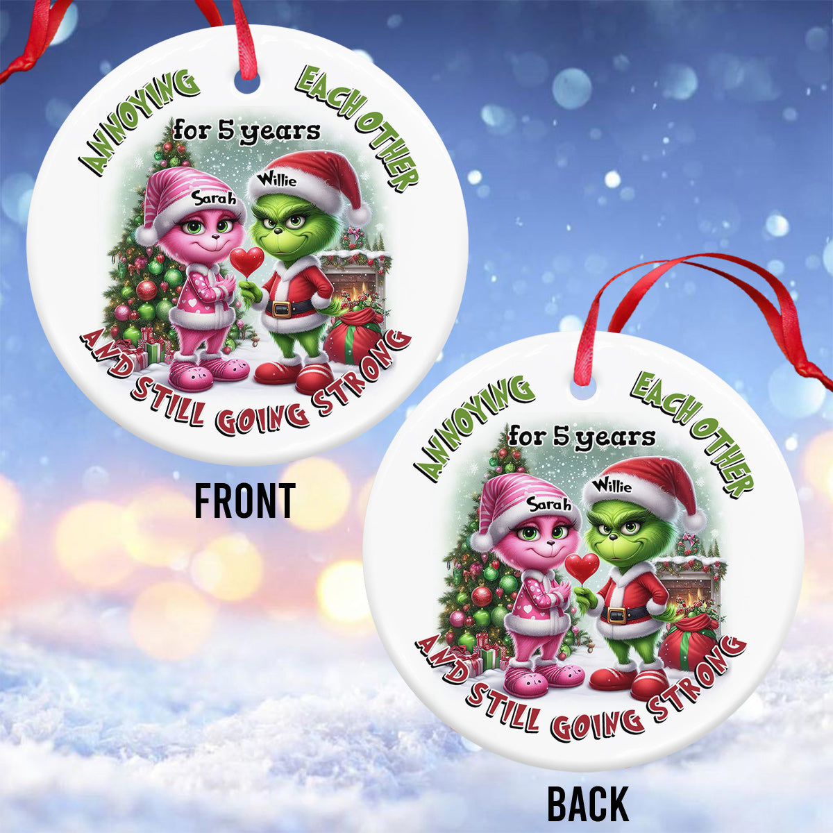 Personalized Ceramic Christmas Ornament Annoying Each Other Gift for Couple