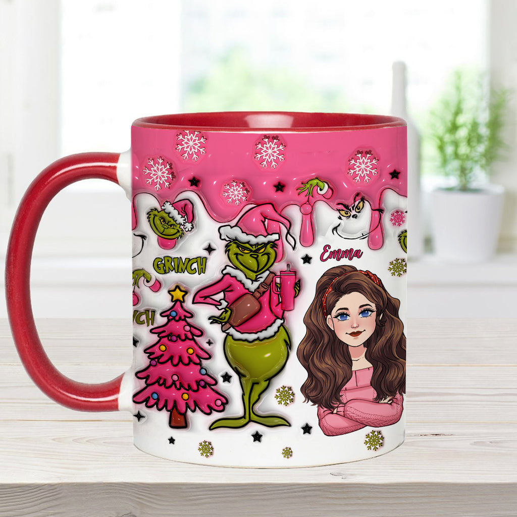 Personalized Grinch Accent Mug with Custom Name for Christmas Gift