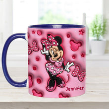 Load image into Gallery viewer, Personalized Pink Minnie Mouse Accent Mug with Custom Name Gift
