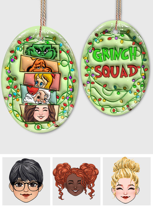 Personalized Grinch Squad Ceramic Ornament Holiday Gift