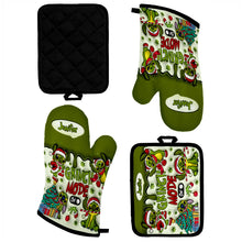 Load image into Gallery viewer, Personalized Grinch Mode Oven Mitts &amp; Pot Holder Set for Christmas
