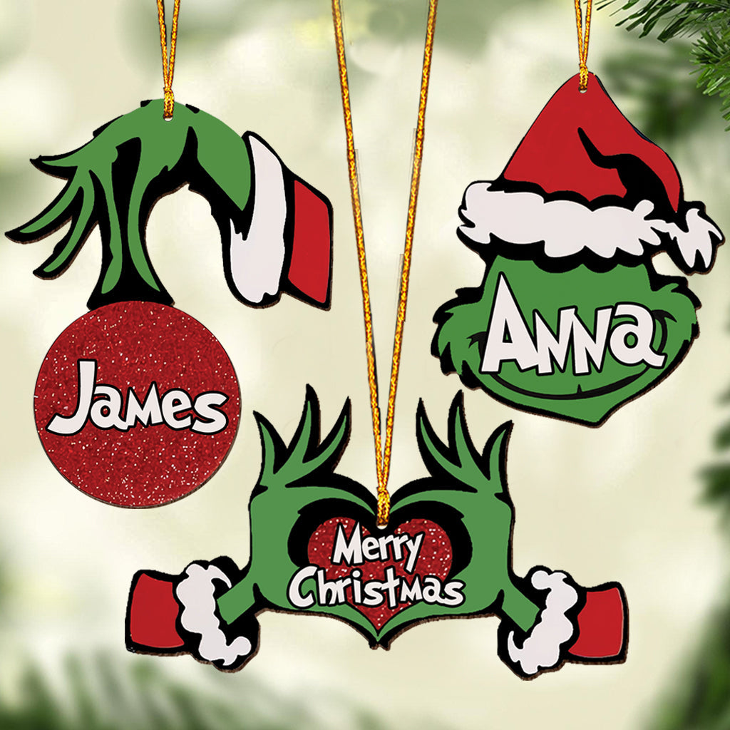 Personalized Grinch Merry Christmas Ornament Gift for Kids