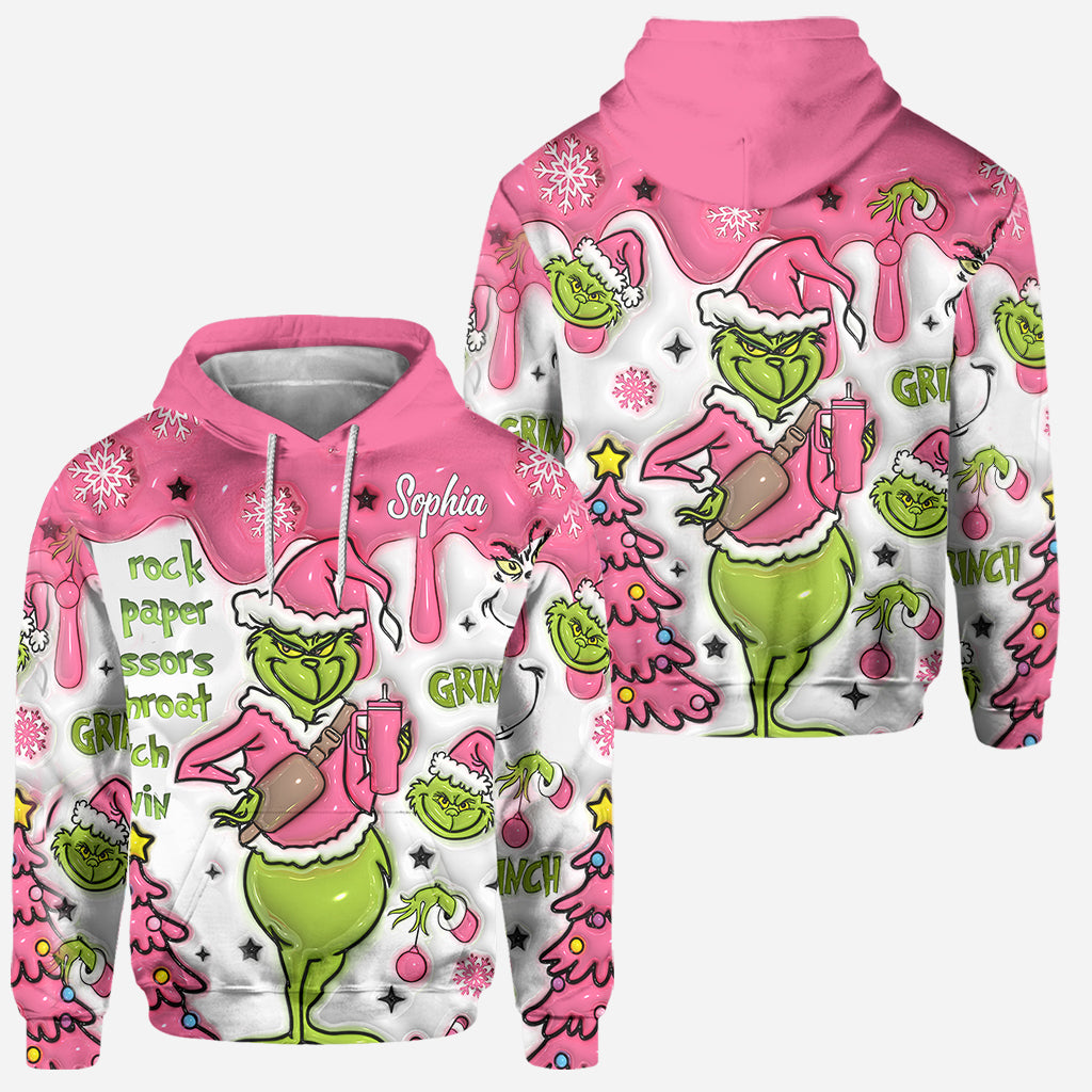 Personalized Grinch Hoodie and Leggings Set for Christmas | Custom Name Gift