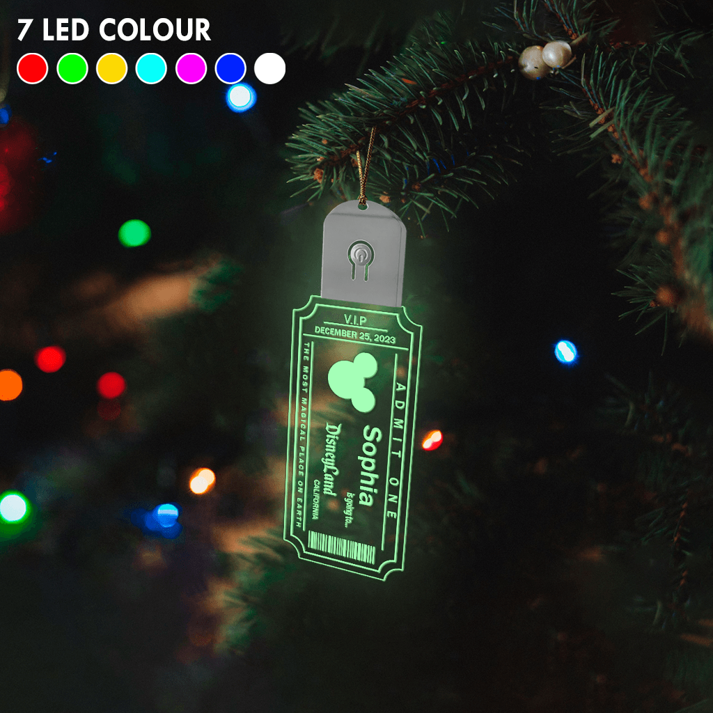 Personalized LED Acrylic Christmas Ornament with Mouse Design