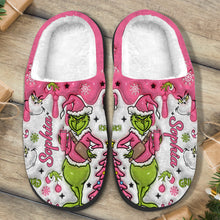 Load image into Gallery viewer, Personalized Grinchmas Slippers with Custom Name for Christmas Gift

