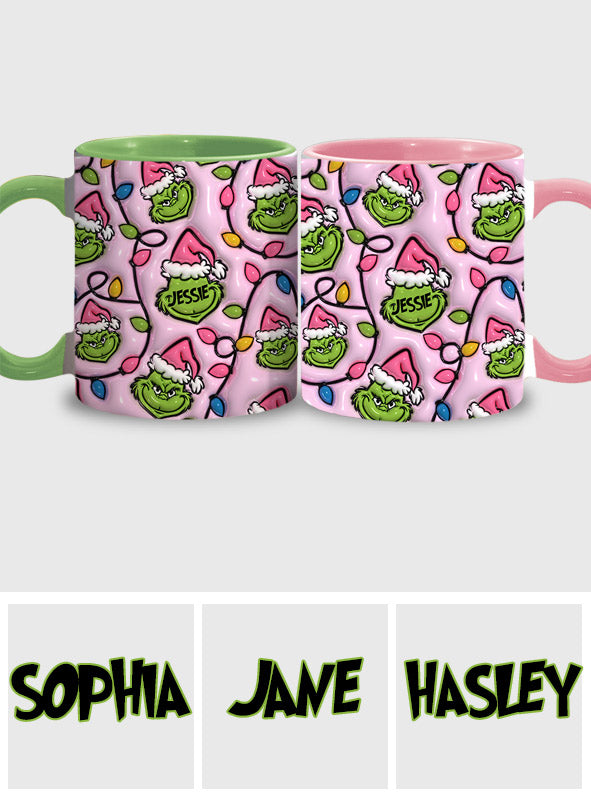 Personalized Christmas Accent Mug with Grinch Design for Kids