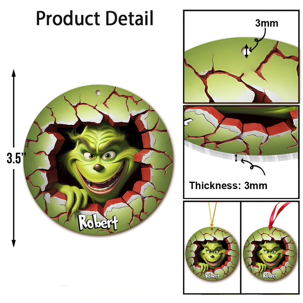 Personalized Grinch Christmas Ornament Custom Name Gift