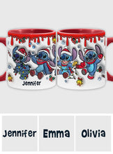 Load image into Gallery viewer, Personalized Christmas Accent Mug with Ohana Design for Mom
