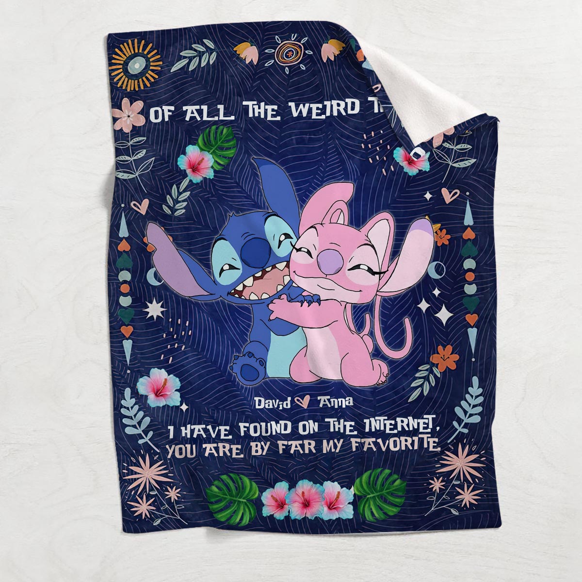 Personalized Ohana Blanket Custom Name Gift for Couples