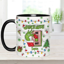 Load image into Gallery viewer, Personalized Grinch Mode Accent Mug Custom Name Holiday Gift
