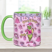 Load image into Gallery viewer, Personalized Grinchy &amp; Bougie Accent Mug Custom Name Gift for Christmas
