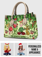 Load image into Gallery viewer, Personalized Grinch Theme Leather Handbag for Christmas Gift
