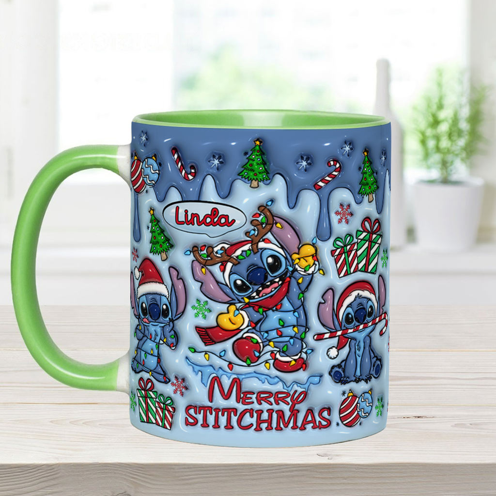 Personalized Merry Stitchmas Ohana Accent Mug Gift for Mom