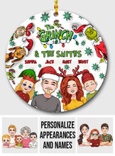 Load image into Gallery viewer, Personalized Christmas Ornament Custom Family Names Grinch Design
