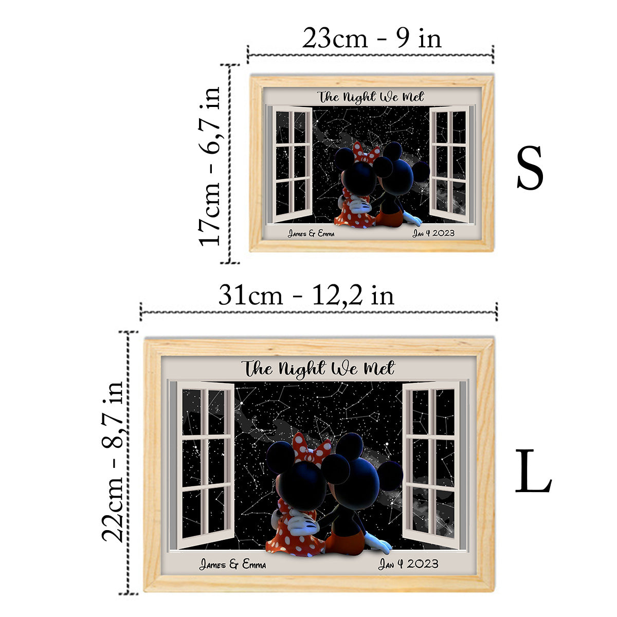 Personalized Night Star Map Light Photo Frame for Couples