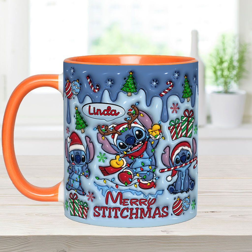 Personalized Merry Stitchmas Ohana Accent Mug Gift for Mom