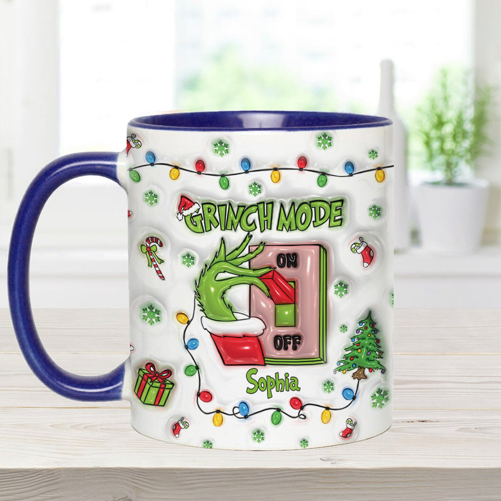 Personalized Grinch Mode Accent Mug Custom Name Holiday Gift