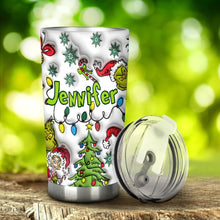 Load image into Gallery viewer, Personalized Grinch Tumbler with Name Custom Christmas Gift

