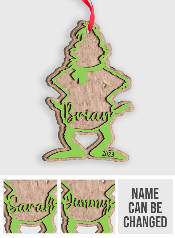 Personalized Grinchmas 2 Layered Ornament Custom Name Gift