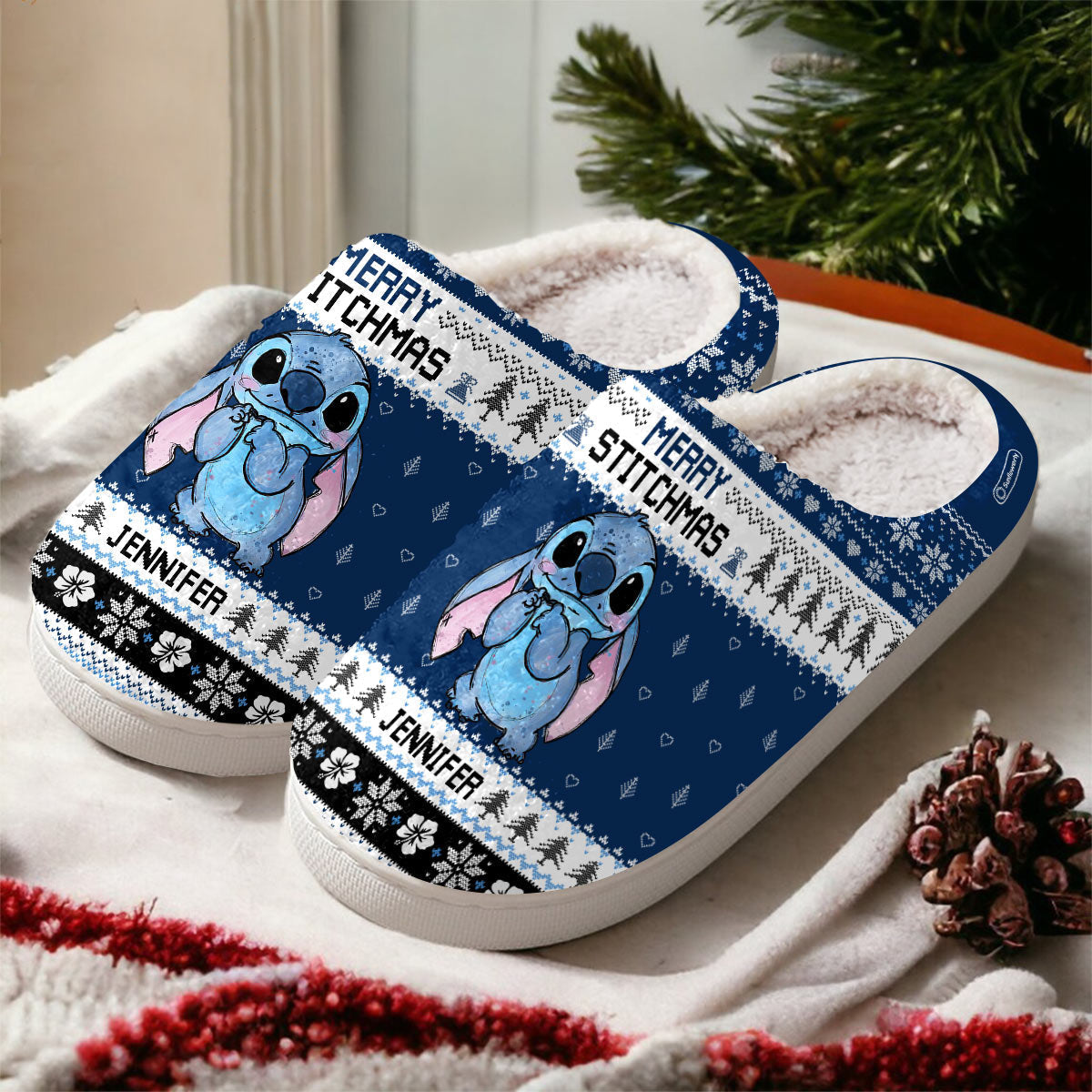 Personalized Ohana Slippers with Custom Name for Christmas Gift