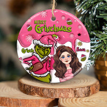 Load image into Gallery viewer, Personalized Ceramic Christmas Ornament Merry Grinchmas Gift
