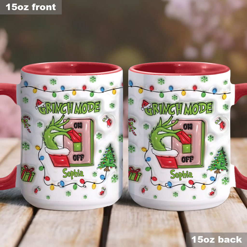 Personalized Grinch Mode Accent Mug Custom Name Holiday Gift