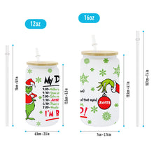 Load image into Gallery viewer, Personalized Grinch Can Glass with Straw Customized for Christmas
